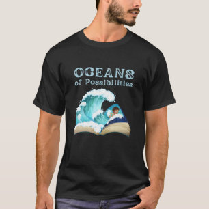 Camiseta Océanos De Posibilidades Olas De Libros Lectura De