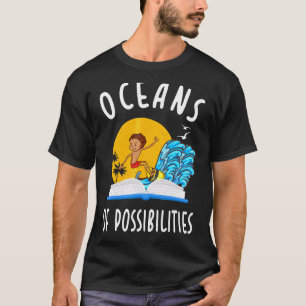 Camiseta Océanos De Posibilidades Olas De Libros Lectura De