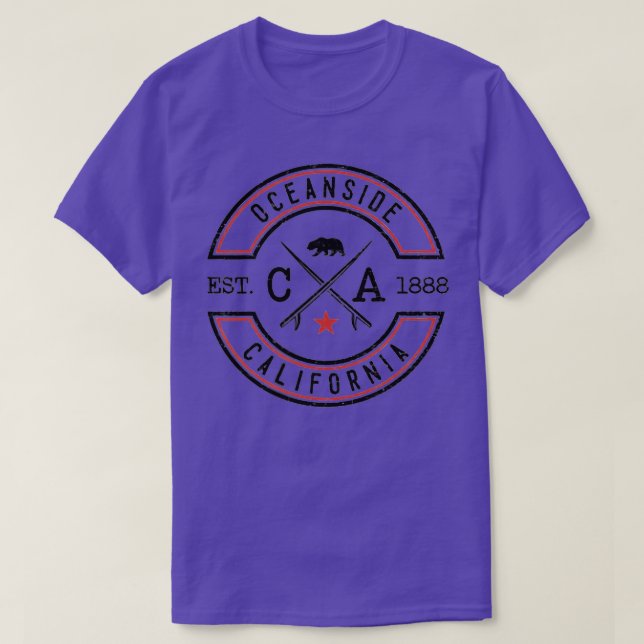 Camiseta Oceanside Beach California CA Retro Surfer Front (Diseño del anverso)