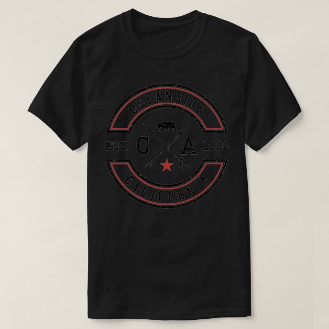 Camiseta Oceanside Beach California CA Retro Surfer Front B (Diseño del anverso)