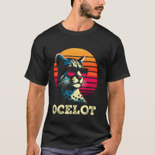Camiseta Ocelot Atardecer Retro - Gato Montés Jaguar Salvaj