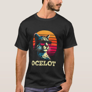 Camiseta Ocelot Atardecer Retro - Gato Salvaje Ocelot Jagua