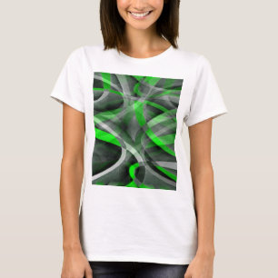 Camiseta Ochenteros Retro Neon Verde y Gris Línea Curva Pat