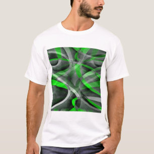 Camiseta Ochenteros Retro Neon Verde y Gris Línea Curva Pat