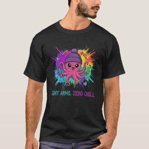 Camiseta Ocho Brazos, Cero Relajación – Pulpo Rosa Adorable