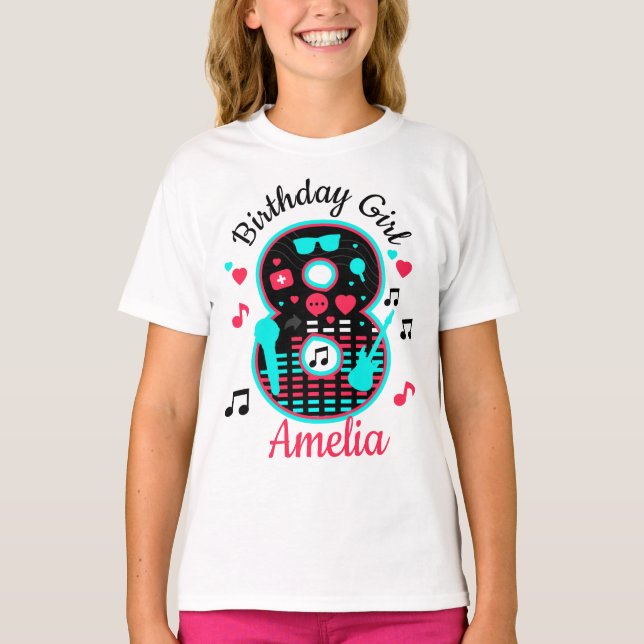 Camiseta Ocho Chicas de cumpleaños 8 Música (Anverso)