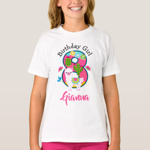 Camiseta Ocho cumpleaños Chica llama Fiesta T-Shirt