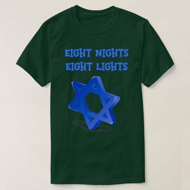 Camiseta Ocho Luces De La Noche De David Hanukkah (Diseño del anverso)