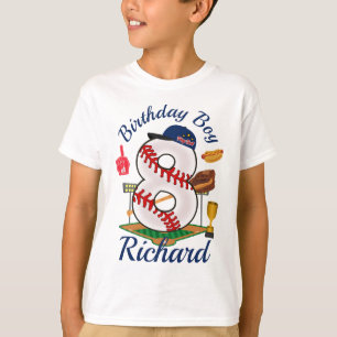 Camiseta Ocho niños de cumpleaños beisbol 8