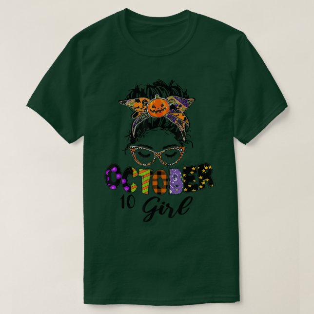 Camiseta October 10 Girl Halloween Thanksgiving October Bir (Diseño del anverso)