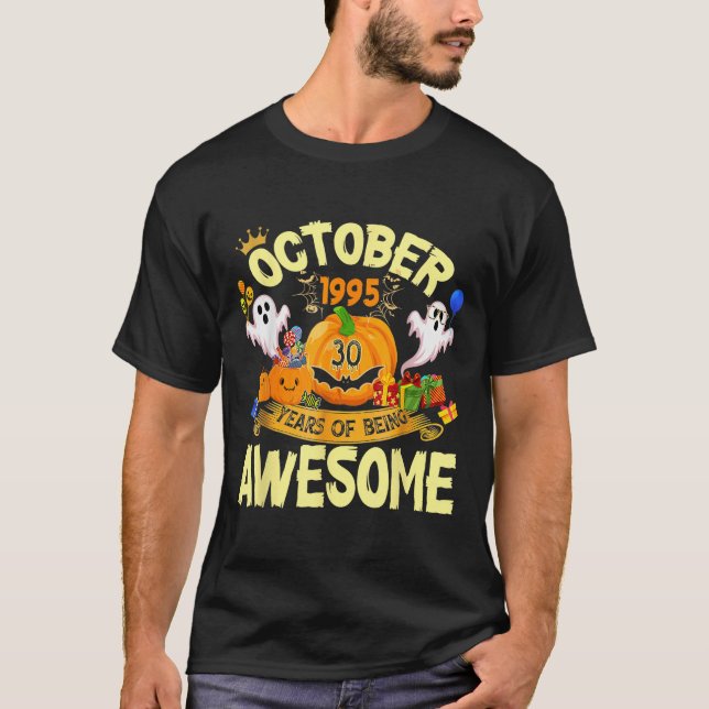 Camiseta October 1995 30 Years Of Being Awesome Funny Hallo (Anverso)