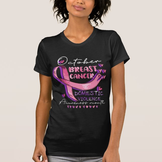 Camiseta october breast cancer domestic violence awareness  (Anverso)