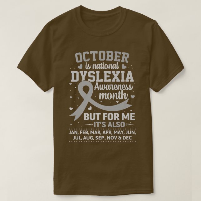 Camiseta October is Dyslexia Awareness Month Shirt Silver R (Diseño del anverso)