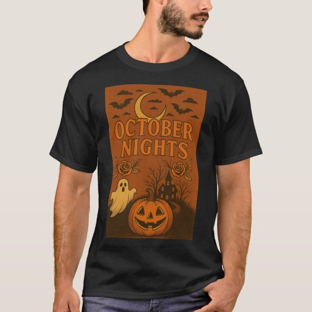 Camiseta October Nights Vintage Halloween Design (Anverso)