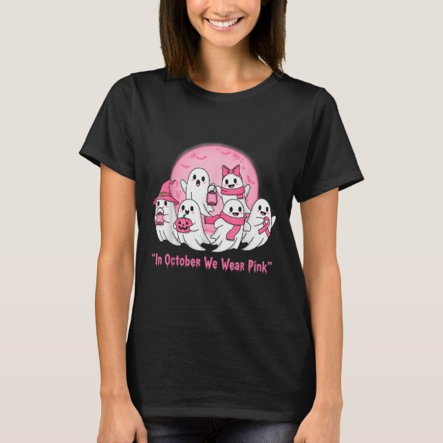 Camiseta October We Wear Nk Ghosts Halloween Breast Cancer  (Anverso)