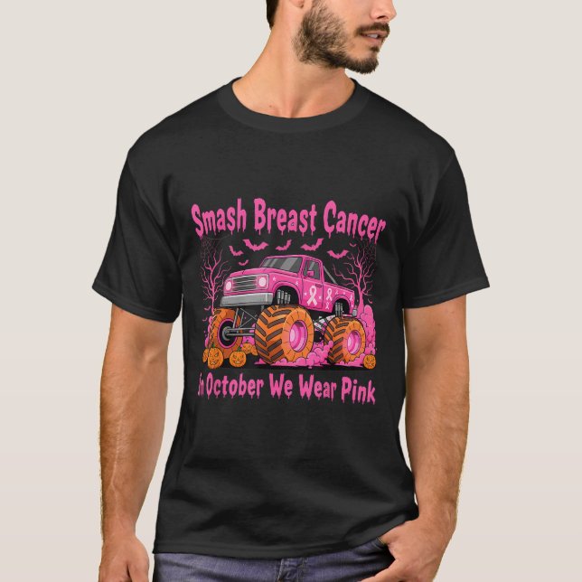 Camiseta October We Wear Nk Monster Truck Halloween Breast  (Anverso)