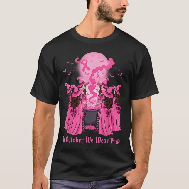 Camiseta October We Wear Nk Witch Halloween Breast Cancer A (Anverso)