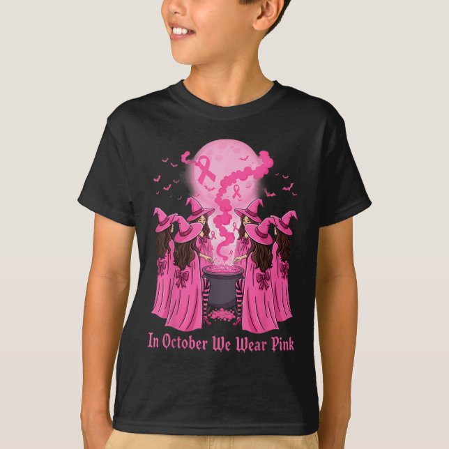 Camiseta October We Wear Nk Witch Halloween Breast Cancer A (Anverso)