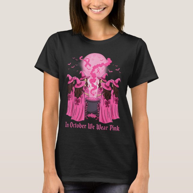 Camiseta October We Wear Nk Witch Halloween Breast Cancer A (Anverso)