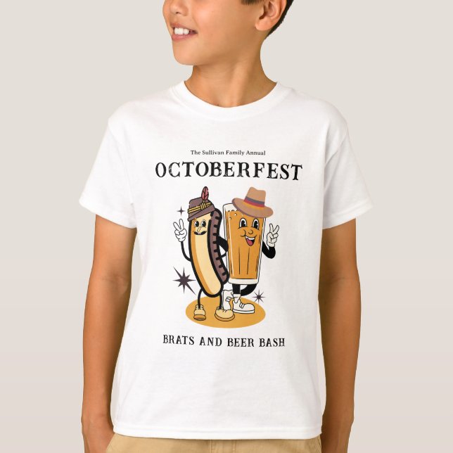 Camiseta Octoberfest Brats Beer Fall Fiesta Retro Kid (Anverso)