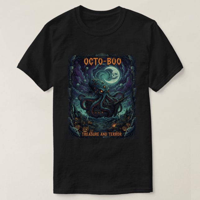 Camiseta OctoBoo T-Shirt Spooky Kraken Halloween (Diseño del anverso)