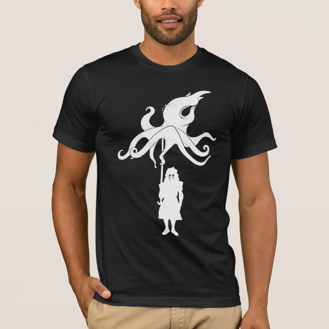 Camiseta OCTOBRELLA: BLANCO en serie del negro (Anverso)