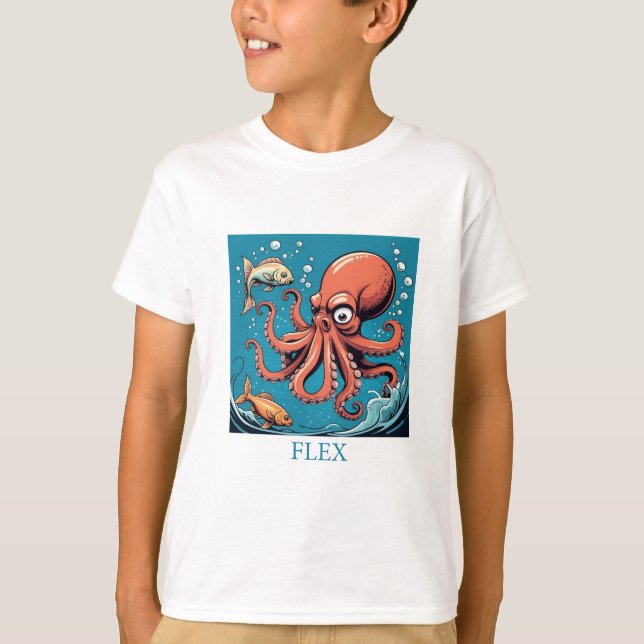 Camiseta Octopus abofeteando a un pez, flexible (Anverso)