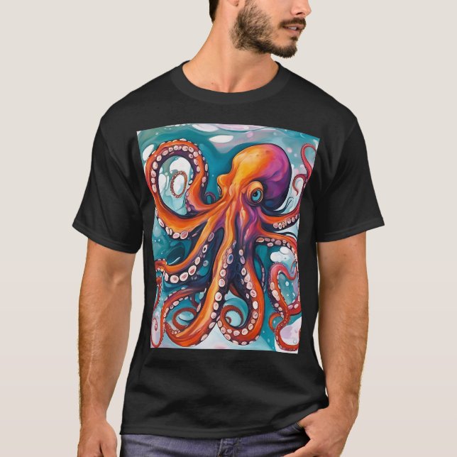 Camiseta Octopus abstracto de arte fluido (Anverso)