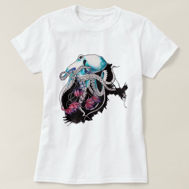 Camiseta Octopus acuarela (Diseño del anverso)
