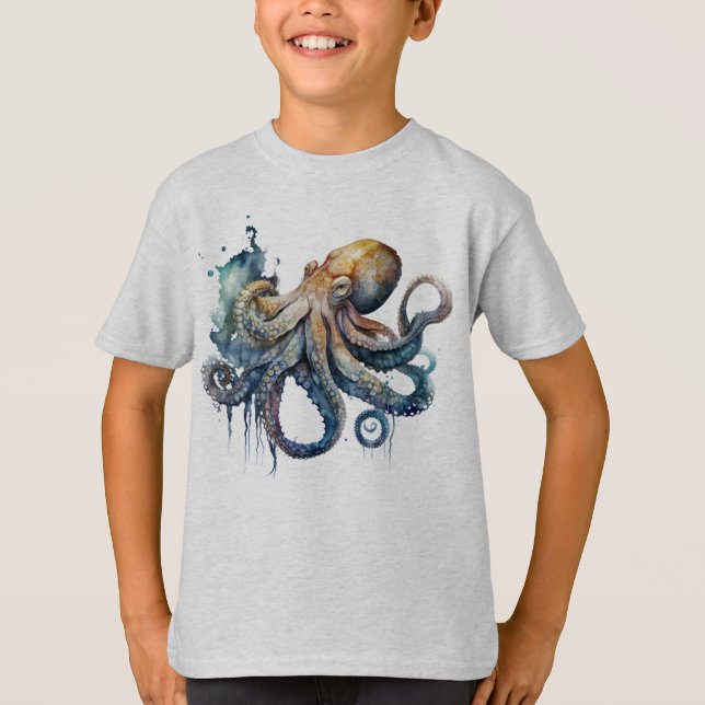 Camiseta Octopus acuarela (Anverso)