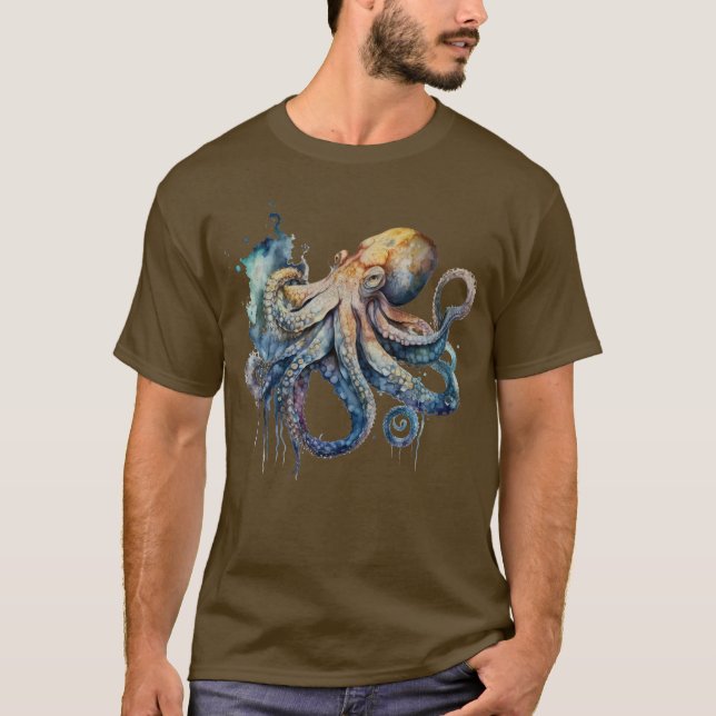 Camiseta Octopus acuarela (Anverso)