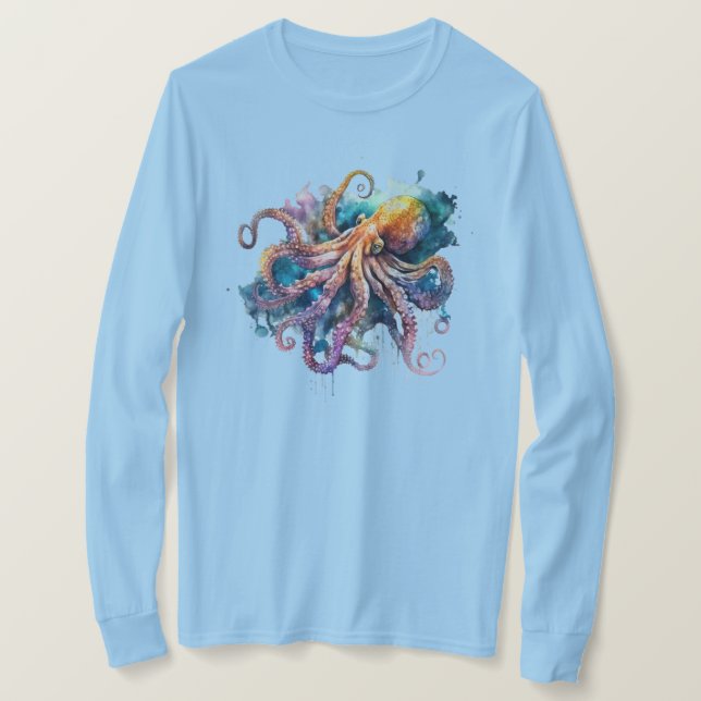 Camiseta Octopus acuarela (Anverso del diseño)