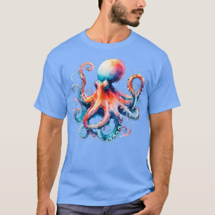 Camiseta Octopus acuarela él está en Hawaiian VNeck