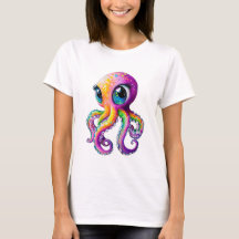 Octopus al estilo Kawaii con grandes ojos brillant