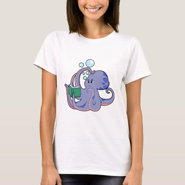 Camiseta Octopus al leer con un libro (Anverso)