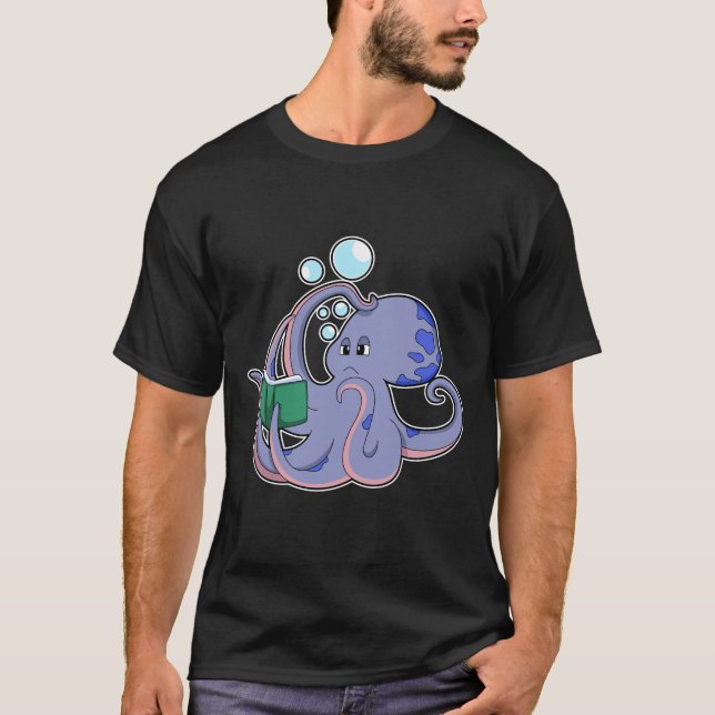 Camiseta Octopus al leer con un libro (Anverso)