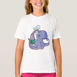 Camiseta Octopus al leer con un libro