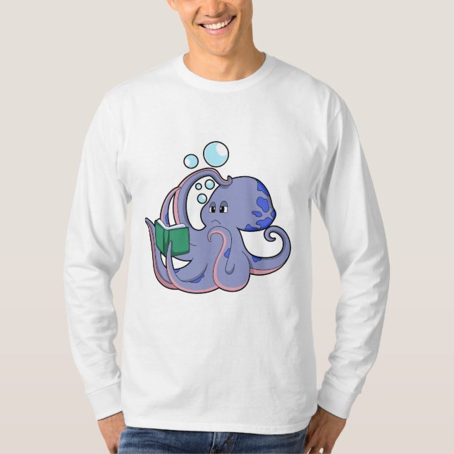 Camiseta Octopus al leer con un libro (Anverso)
