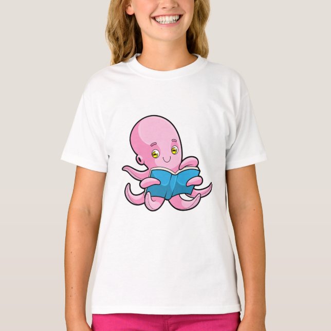 Camiseta Octopus al leer un libro (Anverso)