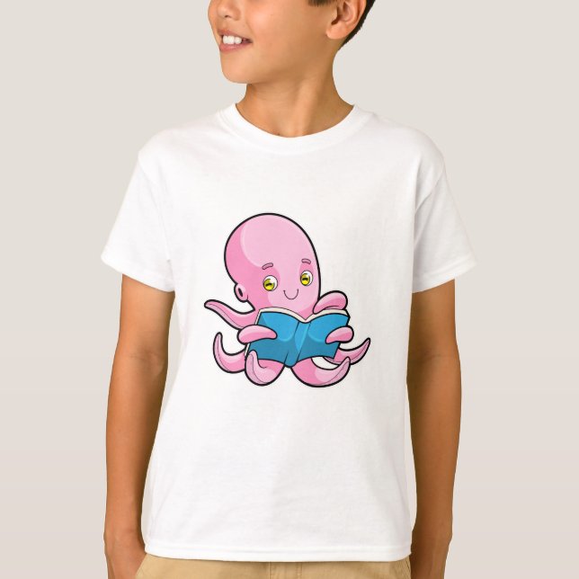 Camiseta Octopus al leer un libro (Anverso)