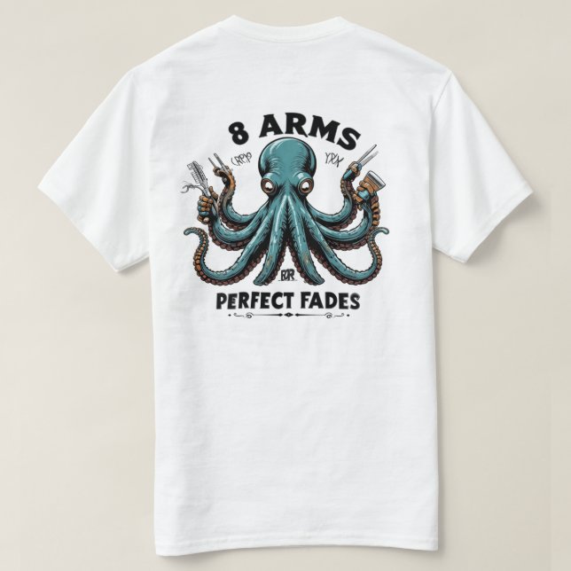 Camiseta Octopus Barber - 8 brazos para desfiles p (Reverso del diseño)