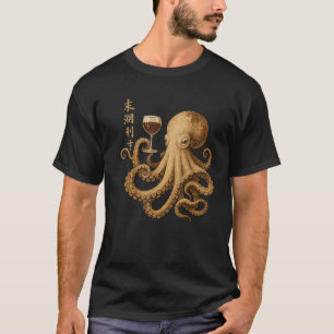 Camiseta Octopus Beber Té Bajo El Arte Del Árbol De Cerezos