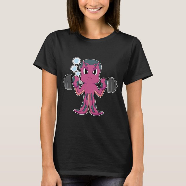 Camiseta Octopus Bodybuilder Barbell Bodybuilding (Anverso)