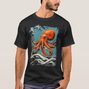 Camiseta Octopus Cherry Blossom Tree Japonés Woodblock Art