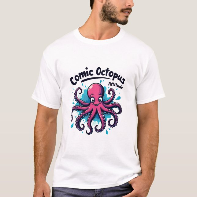Camiseta Octopus cómico: Diversión y extravagante actitud d (Anverso)