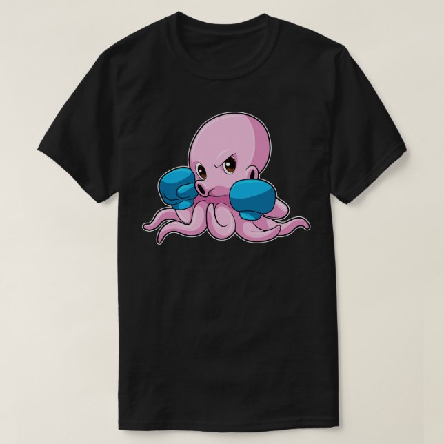 Camiseta Octopus como boxeador con guantes de boxeo (Diseño del anverso)