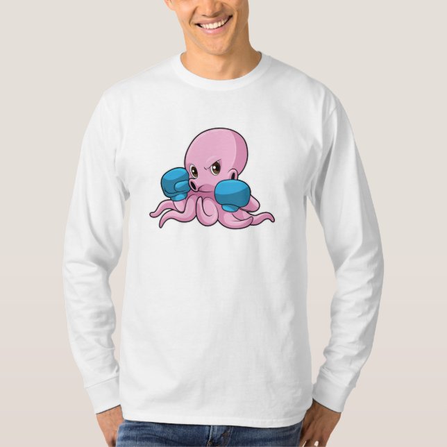 Camiseta Octopus como boxeador con guantes de boxeo (Anverso)
