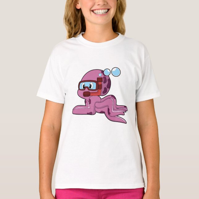Camiseta Octopus como buceador con Snorkel (Anverso)