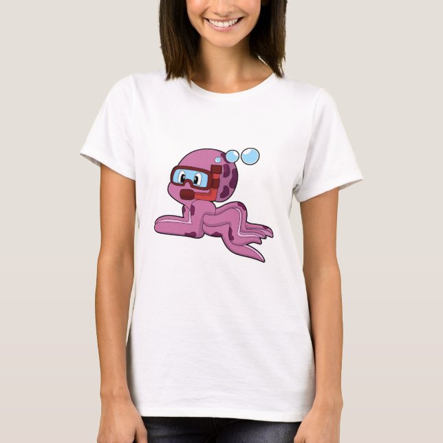 Camiseta Octopus como buceador con Snorkel (Anverso)