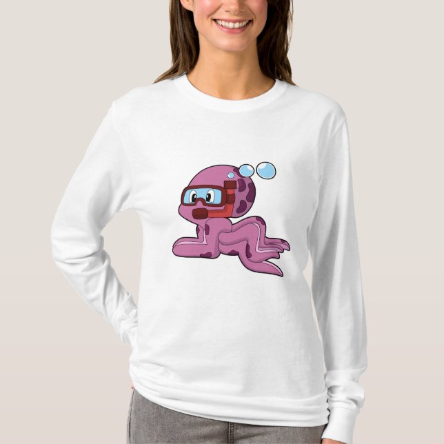 Camiseta Octopus como buceador con Snorkel (Anverso)